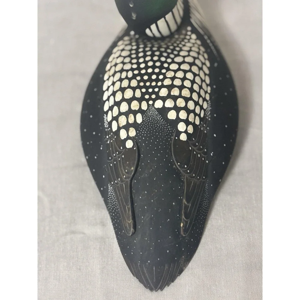 Decoys By Larry Fell, Signed Loon Hunting Hand Carved Wood Decoy Canada